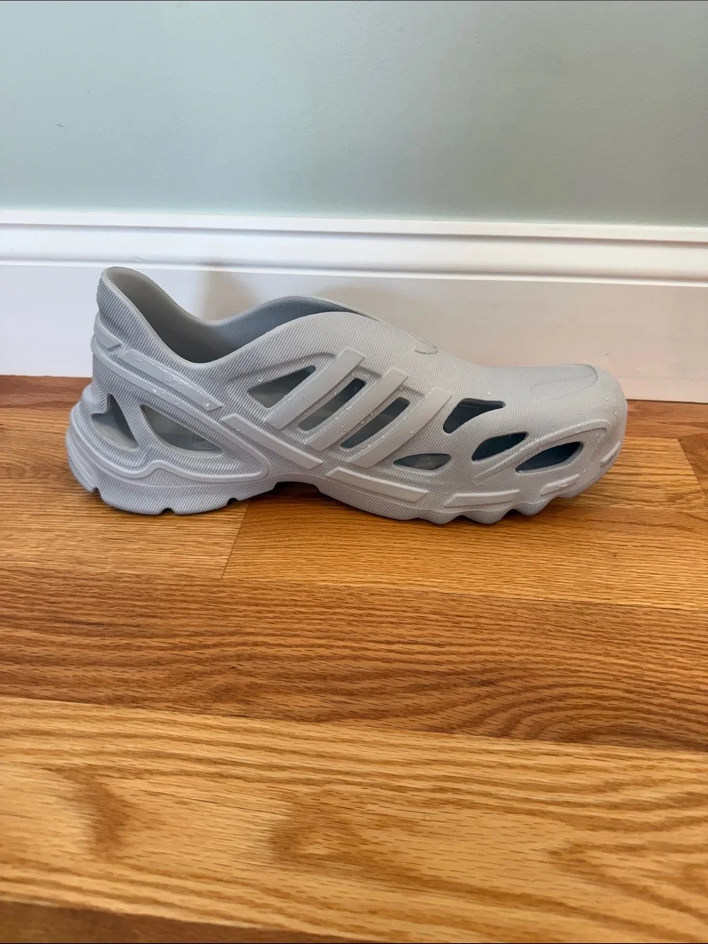 adidas Men's Light Gray Slip-On Foam Clog Sandals